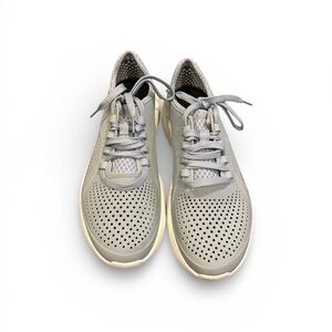 Crocs Gray Lace-Up Perforated Sneakers